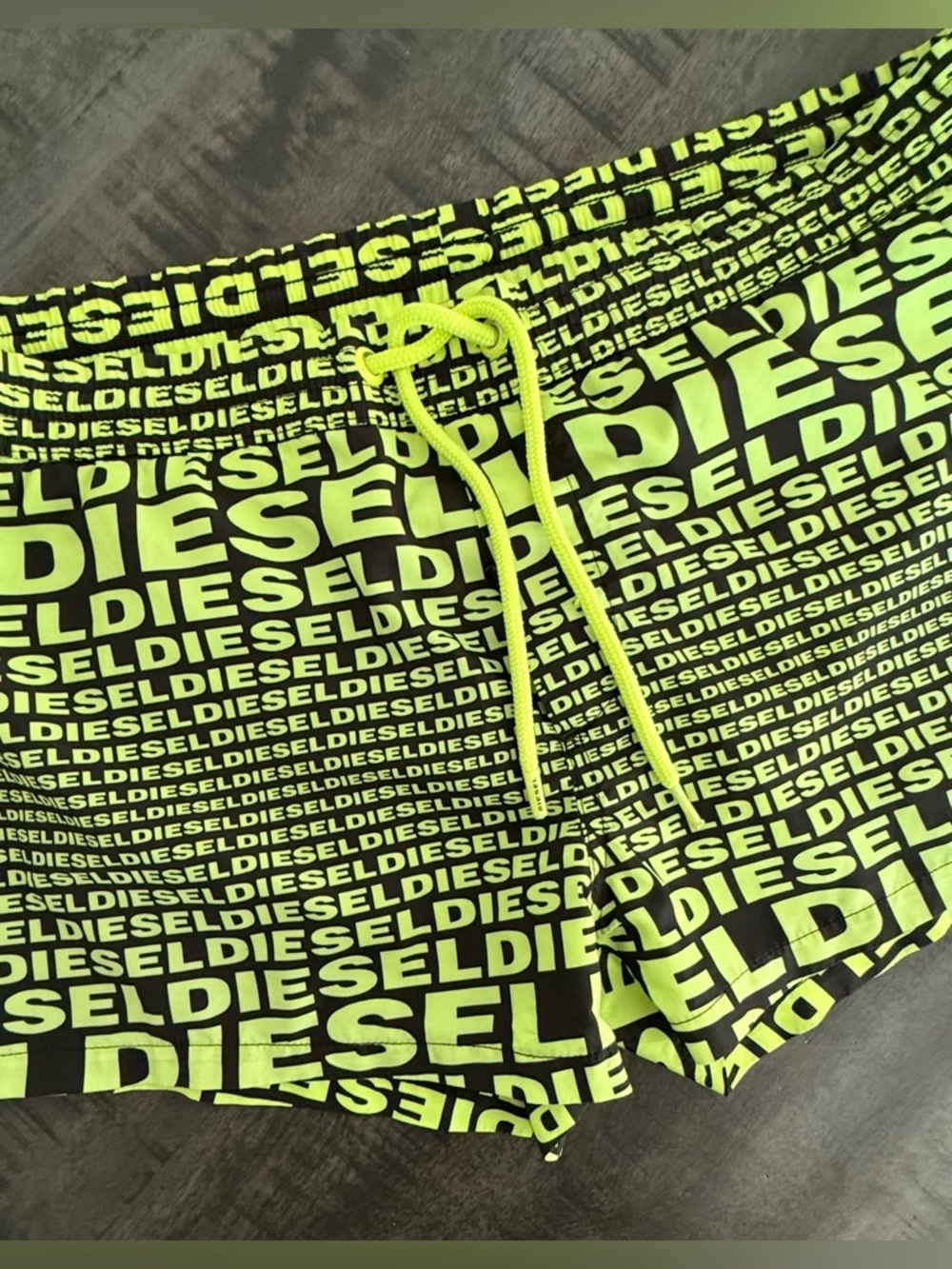 Diesel Neon Yellow/Black Logo Hybrid Swim Shorts